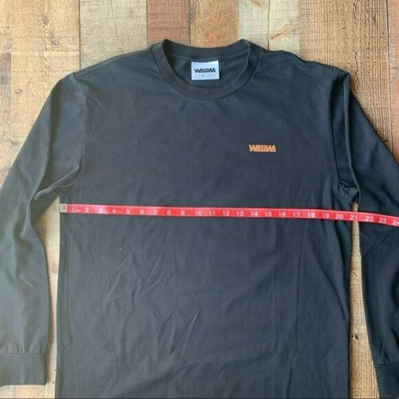 Wawwa black long sleeve organic cotton crew neck graphic tee shirt - M - Picture 2 of 8